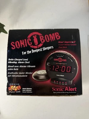 Sonic Bomb Alarm Clock with Bed Shaker - Black - New In Box Model SBB500SS - Image 1 of 4