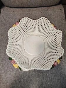 Vintage 50er Jahre Capodimonte geflochtenes Porzellan Seil Gitter Schale Made in Italy - Bild 1 von 10