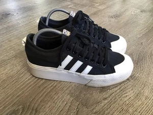 adidas Originals Nizza Platform Black White Women’s Size 9.5 Casual Shoe FV5321 - Picture 1 of 12