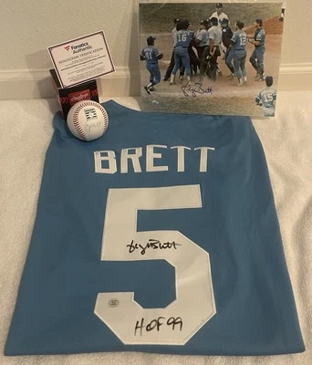 Camiseta y béisbol personalizada firmada/autográfica por George Brett, foto de 8x10 KC Royals GTSM Foto 1 de 4
