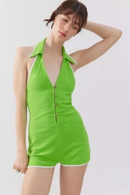 Mameluco halter Urban Outfitters para mujer con cuello trisha talla S verde nuevo Foto 1 de 4