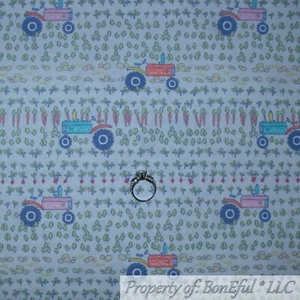 BonEful FABRIC FQ Cotton Quilt Green Garden Vegetable Tractor Scenic Farm Baby S - Picture 1 of 12