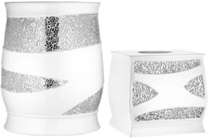 Popular Bath Sinatra Bathroom Set Basket and Tissue, Sturdy Resin, White - Picture 1 of 2