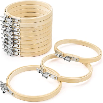 Embroidery Hoop 3 Inch 12 Pieces Small Embroidery Hoops Bamboo Circle Cross Stit - Image 1 of 4