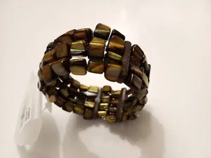 ATOLL PALME BRACELET 4 RANGÉES ECLATS DE NACRE COLORIS CHOCOLAT - Picture 1 of 9
