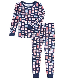 Holiday Lane Youth Girls 2-Piece Pajama Shirt Pants Set Stamp Navy Blue 10 - Picture 1 of 9