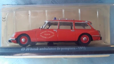CITROËN ID 20 BREAK AMBULANCE DE POMPIERS 1/43 ATLAS EN BOITE  - Photo 1/4