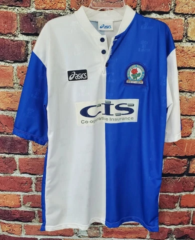 1996-1998 BLACKBURN ROVERS ASICS VINTAGE HOME FOOTBALL SOCCER JERSEY SHIRT LARGE Cover