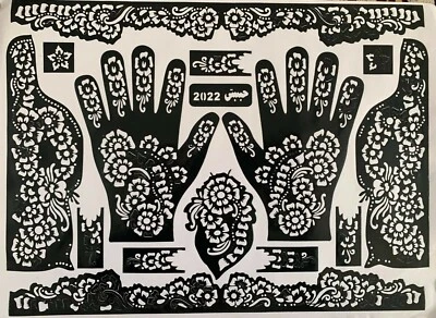 India/Arabic Henna Tattoo Stencils Hand Foot Body Art Stickers 4 Designs