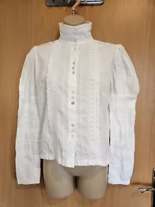 AllSaints Victorian IVORY Lace Blouse M UK 12 Rare Vintage Y2K Label Steampunk - Picture 1 of 24