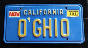 Vintage Orig. California License Plate Vanity. "O GHIO" 1982 - Picture 1 of 2