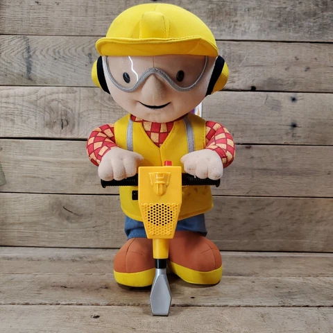 Bob The Builder 13" inch Talking Vibrating Jack Hammer Toy Plush Hasbro Works Cover