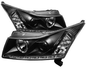 Spyder Projector Headlights - LED Halo - DRL - Black for 2011-2014 Chevy Cruze