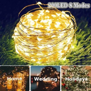 200LED Solar String Lights Fairy Copper Wire Waterproof Garden Outdoor Decor - Picture 1 of 34