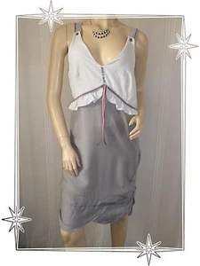 D - Robe Fantaisie à Bretelles Bi Matière Gris  2026 Modèle Papaye Taille 4 - Picture 1 of 7