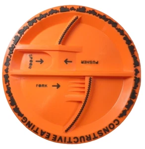 Constructive Eating Construction Plate Orange made in USA, Toddler Dining, Child - Picture 1 of 2