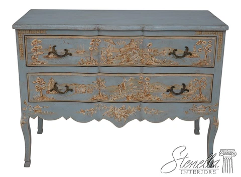 L60333EC: AMY HOWARD Chinoiserie Blue Decorated 2 Drawer Commode Cover