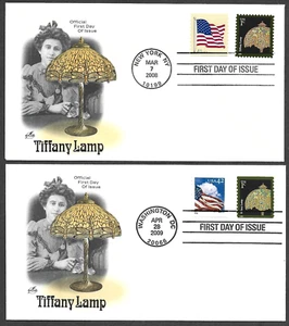 US FDCS 2008 2009 TIFFANY LAMP STAMPS SCOTT #3749, 3758 SHEET & COIL ART CRAFT - Picture 1 of 2