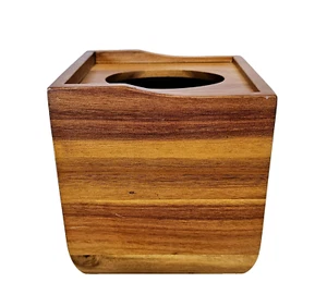 Porta Fazzoletti Copri Quadrato Collezione Acacia Legno 6" Cubo 6,5" Alto - Foto 1 di 6