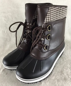 MaxMuxun Women’s Duck Boots Comfortable Winter Snow Boots Mid Calf Brown - Picture 1 of 14