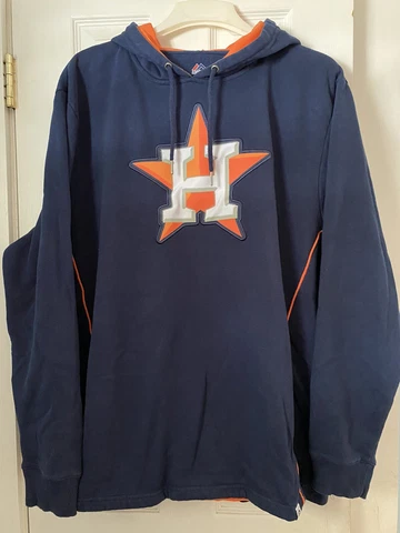 Houston Astros Hoodie Men's 2XL Blue an Orange Pullover MLB Baseball Majestic Cover