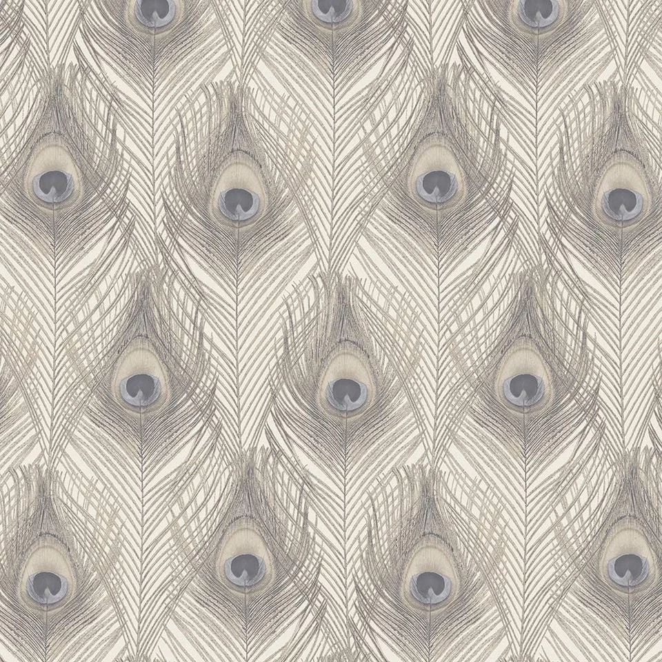 Peacock Feather Wallpaper Norwall G67979 Beige Cream Textured Wallcovering - Image 1 of 1