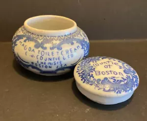 ANTIQUE, PORCELAIN, MAGDA TOILET CREAM JAR BY C.J. COUNTIE, CHEMISTS BOSTON USA - Picture 1 of 9