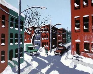 Unknown Artist, Snowy Cityscape, Lithograph - Picture 1 of 3