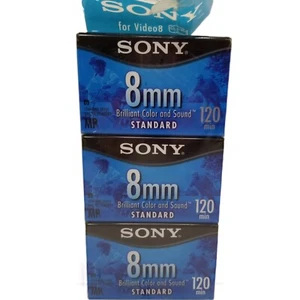 Lot of 3 Sony 8mm P6-120MPL 120 Minute Video 8 MP Standard Video Tapes - Sealed - Picture 1 of 4