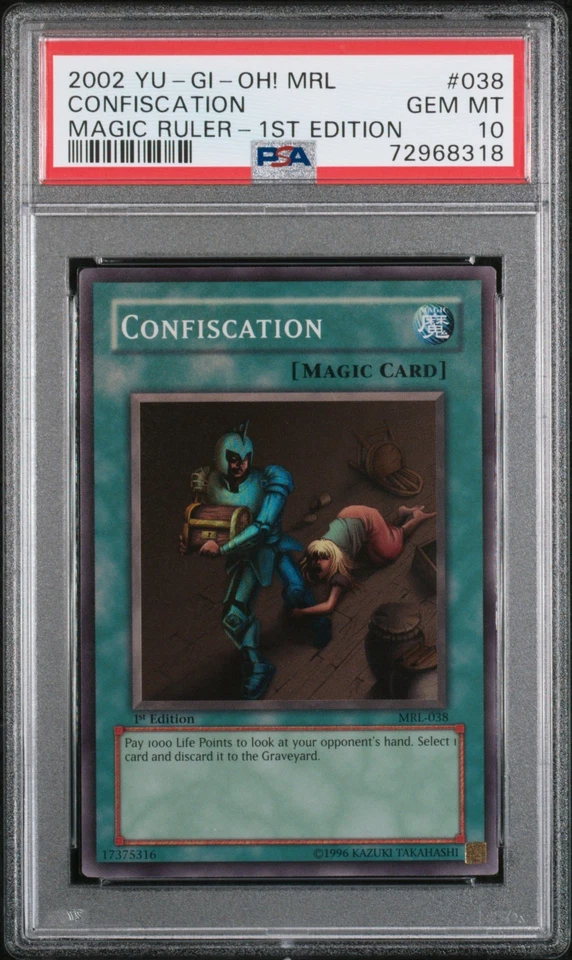 Confiscation Yugioh 2002 MRL-038 Super Rare 1st Edition PSA 10 - Image 1 of 2