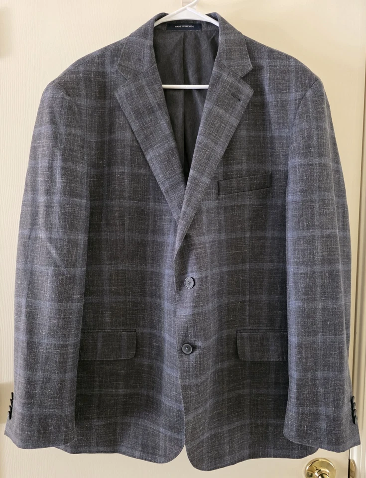 Blazer JOSEPH ABBOUD Lana Seda Lino Tela por SAN ILDEFONSO Para hombres 46R Gris Azul Foto 1 de 4