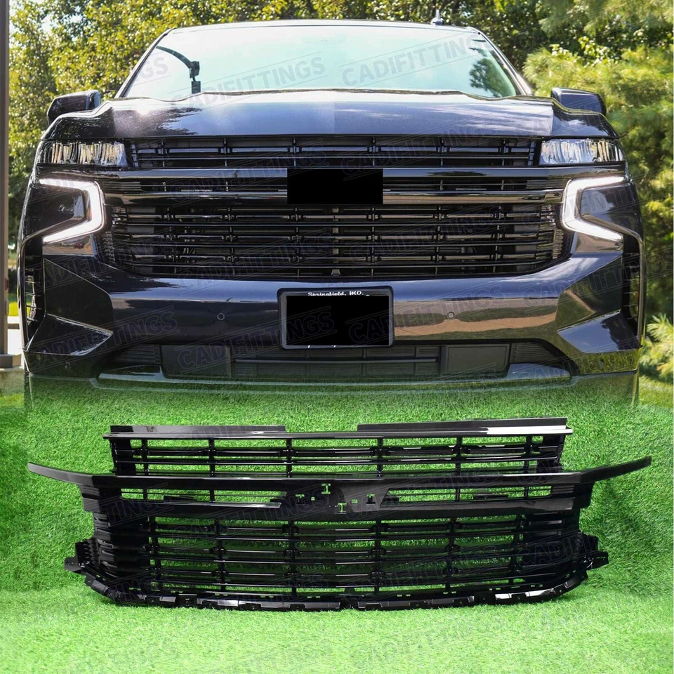 Parachoques delantero parrilla superior negro brillante para Chevrolet Tahoe Suburban 2021-2024 NUEVO Foto 1 de 4