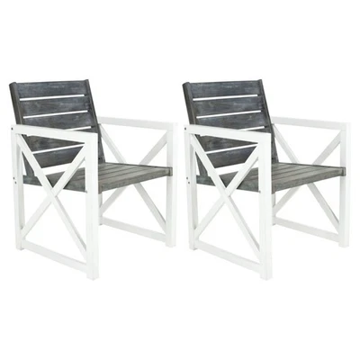 Home Collection Irina Outdoor Arm Chair, White and Grey, Set of 2 - Image 1 of 3