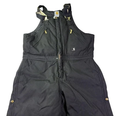 Carhartt Overalls Mens 36x30 Black R33 Arctic Quilt Lined Work Bib Pants Gear - Image 1 of 4