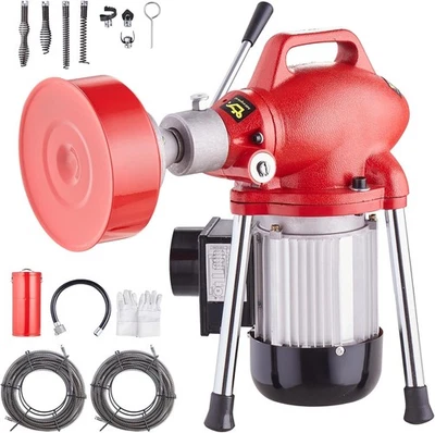 Máquina limpiadora de drenaje VEVOR 120 PIES x 5/8 pulgadas, barrena de serpiente de alcantarillado eléctrico de 370 W con Foto 1 de 4