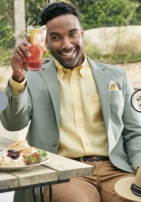 Peter Christian Sage Green Cotton Canvas Blazer Size 36R - Image 1 of 4