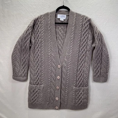Cárdigan Vittadini Sport Mujer L/XL Marrón Grueso Tejido Mezcla Lana Cable Botones Foto 1 de 4