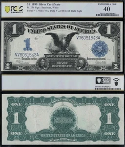 SC 1899 $1 Fr.236 Black Eagle Silver Certificate PCGS 40 XF (543A) - Picture 1 of 4