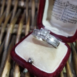 925 Sterling Silber Ring, natürlicher Diamantring, 1ct Diamanten, Größe O US 7,25 - Bild 1 von 8