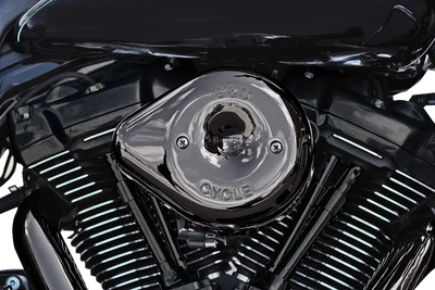 S&S Stealth Teardrop Air Cleaner M8 Lava Chrome Harley 2017-2025 - Image 1 of 2
