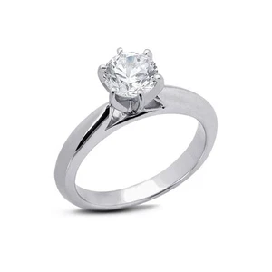 1/3ct E VS2 Round Natural Certified Diamond 14k Gold Solitaire Engagement Ring - Picture 1 of 6