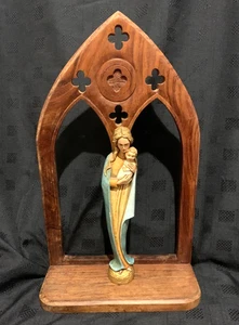 French Virgin Mary Chalk Ware Relief Free Standing/Wall Hanging Religious - Picture 1 of 7