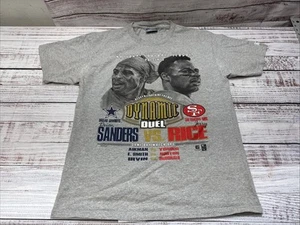 Vintage Lee 49ers Shirt Large Cowboys Deion Sanders Jerry Rice Dynamic Duel Gray - Picture 1 of 10