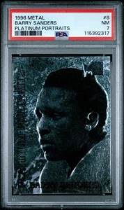 1996 Fleer Metal Platinum Portraits #8 Barry Sanders Platinum Portraits PSA 7 - Foto 1 di 2