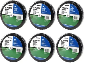 6 ea Arnold 490-322-0003 8" x 1.75" Plastic Universal Offset Replacement Wheel  - Picture 1 of 6