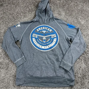 American Fighter Hoodie Mens L Gray Blue Pullover Sweatshirt Athletic MMA Style - Picture 1 of 9