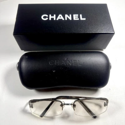 Gafas de sol Chanel vintage 4093-B logotipo estrás sin montura plateadas degradadas con estuche Foto 1 de 4