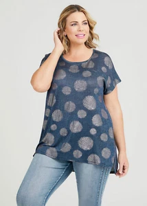 VIRTUELLE Shimmer Textured Spot TOP Size M Aus 18 Taking Shape Rose Gold Glitter - Picture 1 of 8