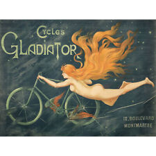 Massias Gladiator Cycles Bike Nude Woman Vintage Advert Large Art Print 18X24"