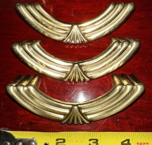 Mid Century Brass Heavy Drawer Cabinet Handle Pulls Knobs Art Deco Lot Of 3 - Bild 1 von 8